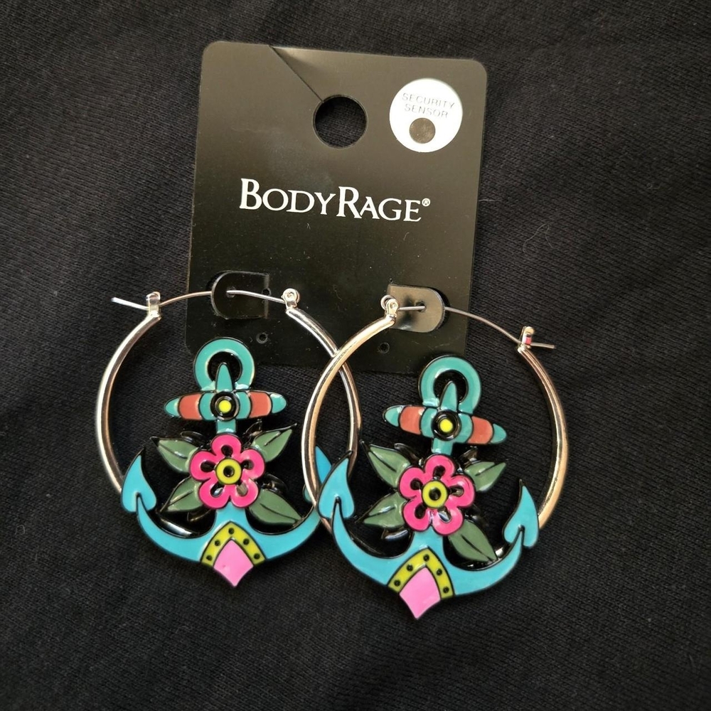 Spencer's Vibrant Anchor Hoop Earrings